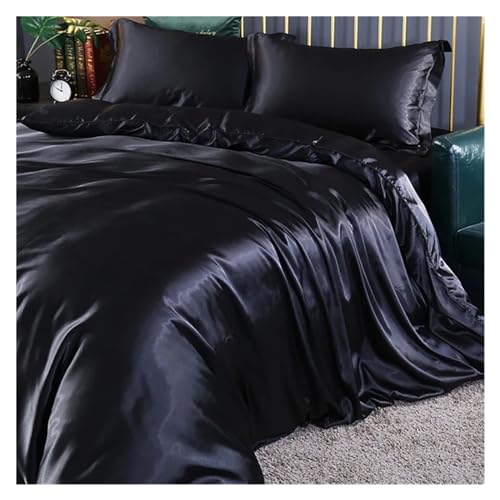 HELVES Blending Natural Silk Bedding Set Luxury Satin Silky Queen Size Duvet Cover Set with Sheets King Size Bed Set (Farbe : 6, Size : US Queen Size 4 pcs) von HELVES