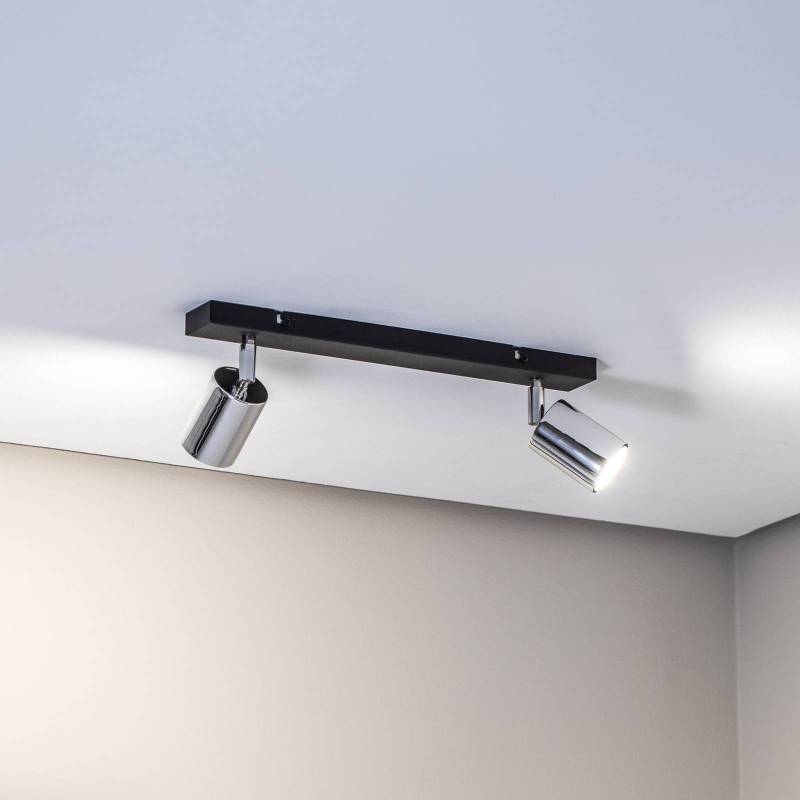 Deckenlampe Tune II, schwarz/chrom, Metall, 2-flammig, E27 von HELam