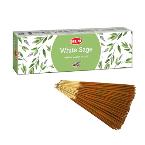 HEM White Sage Smudge Premium Incense Sticks | Spiritual Environment, Fresh & Long Lasting Fragrance Ingredient - 100 GMS von HEM