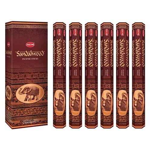 Incense Sandalwood, 120 Sticks in a Six Pack. HEM Brand, Hand Rolled in India. by Hem Incense von HEM