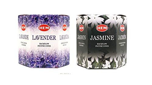 Rückfluss-Räucherkegel (Lavendel und Jasmin), insgesamt 80 Kegel – HEM Räucherstäbchen aus Indien von HEM