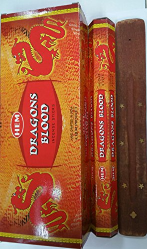 Saum Dragons Blood Hexa Räucherstäbchen, 6 Packungen à 20 Stäbchen = 120 Stäbchen mit Räucherstäbchenhalter von Sterling effectz Saum Dragons Blood Hexa Räucherstäbchen, 6 Packungen à 20 Stäbchen = 120 Stäbchen mit Räucherstäbchenhalter von Sterling effectz von Hem