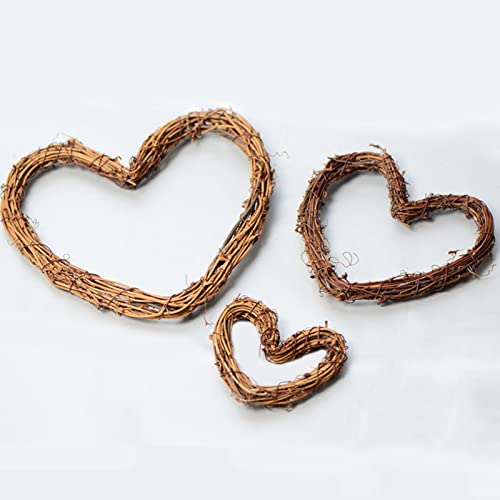 3 Stück Rattan Herz Kranz Herzförmigen Kranz Kranz Rustikal aus Rattan Herzförmig Rattankranz Rebenkranz Adventskranz Hängend Dekokranz Tischkranz Natur Wand Tisch Deko Holz Weiden Reben von YAMOOCO