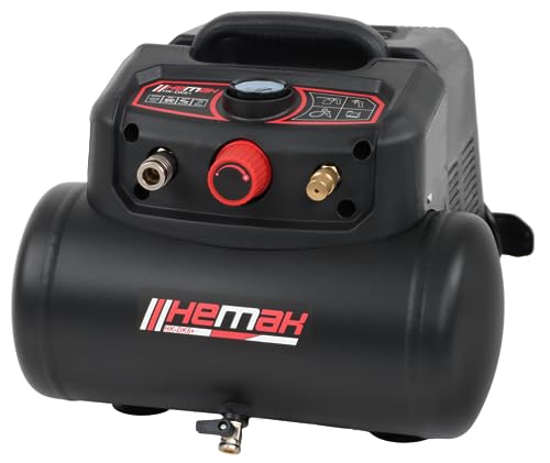 HEMAK Druckluft Kompressor HK-DK6+ Kompressor 6L Kessel 1200 Watt Druckluftkompressor 8 Bar Kompakt von HEMAK