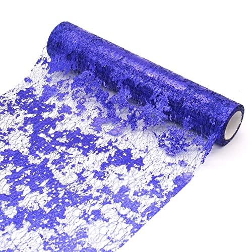 HEMEIREN Tischläufer 29CM x 10M Metallic Tischläufer, Geschenk Floral DIY Wrapping Ribbon für Geburtstag Party Hochzeit Weihnachten Baby Dusche Tischdekoration (Königsblau) von HEMEIREN