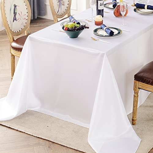 HEMEIREN Tischdecke Weiß Rechteckig,228x335cm(90x132in), Tischdecke Abwaschbar Satin Glänzend,Weiß Tischtuch,Tischdecken für Party,Hochzeiten,Bankette,Feiertage Feiern Picknick-Dekoration von HEMEIREN