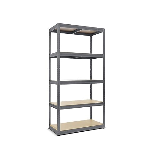 HEMMDAL Schwerlastregal Typ M Graphitgrau - 1.000 kg Tragkraft - HxBxT 180 x 120 x 45 cm - Steckregal mit 5 Böden - 200 kg Fachlast - Made in EU - stabiles Metallregal - Lagerregal - Werkstattregal von HEMMDAL