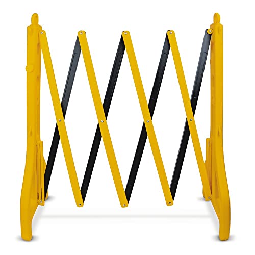 HEMMDAL Absperrgitter | HxB 960 x 250 – 2.300 mm | ausziehbar | einklappbar | Warnwirkung | Schwarz/Gelb | Gewicht 2,6 kg | Scherengitter aus Kunststoff | Scherensperre von HEMMDAL