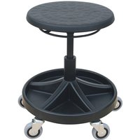 HEMMDAL Drehhocker, PU-Sitz, Sitzhöhe 400-530 mm, Werkzeugschale, Rollen von HEMMDAL