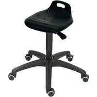 HEMMDAL Drehhocker, PU-Sitz mit Rückenstütze + Tragegriff, Sitzhöhe 450-640 mm, Rollen von HEMMDAL