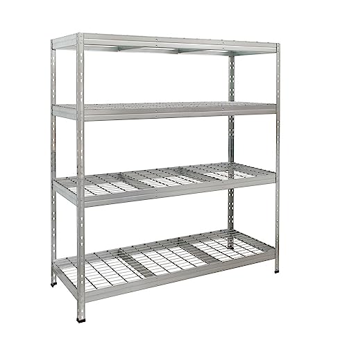 HEMMDAL Outdoor-Weitspannregal - 1.200 kg Tragkraft - HxBxT 180 x 150 x 60 cm - Steckregal mit 4 höhenverstellbaren Böden - 400 kg max. Fachlast - TÜV geprüft - Schwerlastregal aus verzinktem Stahl von HEMMDAL