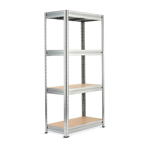 HEMMDAL Schwerlastregal - 2.400 kg Tragkraft - HxBxT 177 x 90 x 45 cm - Steckregal mit 4 höhenverstellbaren Böden - 600 kg Fachlast - Gestell aus galvanisiertem Stahl - Made in EU - Werkstattregal von HEMMDAL