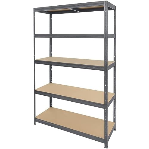 HEMMDAL Schwerlastregal Typ M+ Graphitgrau - 750 kg Tragkraft - HxBxT 180 x 120 x 60 cm - Steckregal mit 5 Böden - 150 kg Fachlast - Made in EU - stabiles Metallregal - Lagerregal - Werkstattregal von HEMMDAL