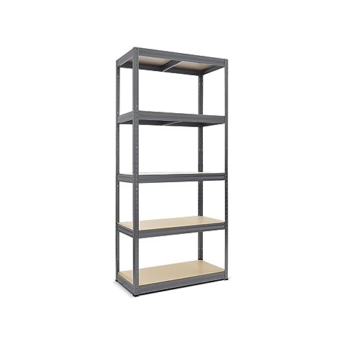 HEMMDAL Schwerlastregal Typ S+ Graphitgrau - 750 kg Tragkraft - HxBxT 180 x 90 x 60 cm - Steckregal mit 5 Böden - 150 kg Fachlast - Made in EU - stabiles Metallregal - Lagerregal - Werkstattregal von HEMMDAL