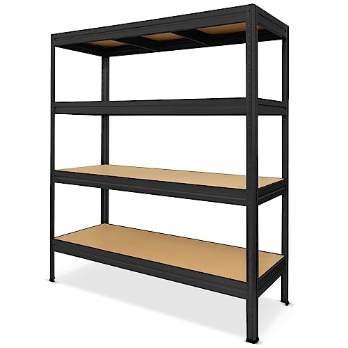 HEMMDAL Schwerlastregal Typ XXL Schwarz - 2.000 kg Tragkraft - HxBxT 177 x 200 x 60 cm - Steckregal mit 4 Böden - 500 kg Fachlast - Made in EU - stabiles Metallregal - Lagerregal - Werkstattregal von HEMMDAL