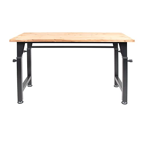 HEMMDAL Werkbank | 200 kg Tragkraft | HxBxT 105 x 135 x 60 cm | 3,5 cm Starke Holzplatte | höhenverstellbar | hochrobust aus pulverbeschichtetem Stahl | Profi-Arbeitstisch | Werktisch von HEMMDAL
