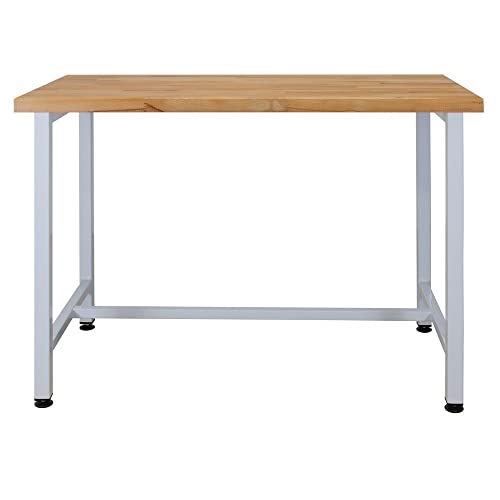 HEMMDAL Werkbank | 250 kg Tragkraft | HxBxT 84 x 120 x 60 cm | 4 cm Starke Massivholz-Platte | stabiles Stahlgestell | Profi-Arbeitstisch mit Buchenholzplatte | Werkbank aus Metall | Made in EU von HEMMDAL