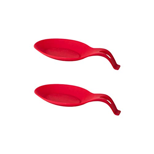 2pcs Kochlöffelablage Silikon Küchenutensilienablage Mandelform Hitzebeständig Kochlöffel Grillpinsel Küchenhelfer Ablage Besteck Rest Beim Kochen Restaurant Zuhause Rot von HEMOTON