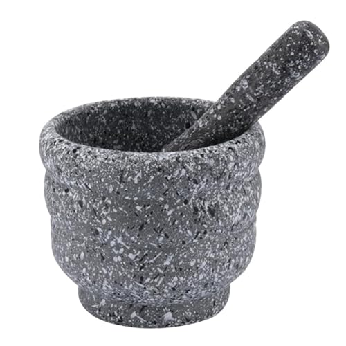 HEMOTON Mörser mit Stößel Küchenmühle aus Natur Marmor in kleiner Größe mit 10cm Durchmesser - Manuelle MöRser Marmor Set Mini MöRser und StöSsel für Tabletten Knoblauch von HEMOTON