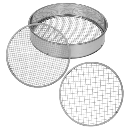 HEMOTON 1 Satz Rostfreies Gartensieb Set Mehrzweck Bodensieb mit Austauschbaren Siebplatten Durchmesser für Effektives Filtern von Erde und für Gartenarbeit und Kompostierung von HEMOTON