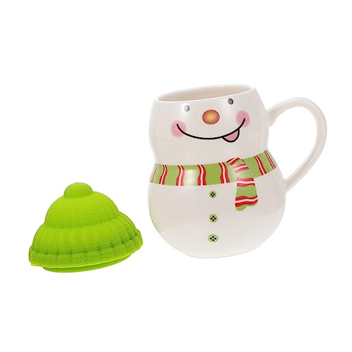 HEMOTON 1 Satz Schneemann-becher Tasse Mit Weihnachtsdekor Urlaub Rote Tasse Mit Griff Haferflockenbecher Aus Porzellan Santa Wasserbecher Fräulein Kieselgel Perlmutt Porzellantasse von HEMOTON