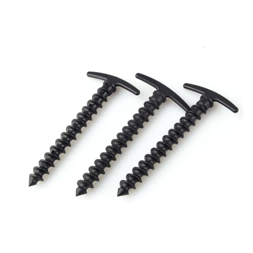 HEMOTON 10 STK. Teiliges Schraubheringe aus Nylon Robuste Zeltheringe für Schnee und Matschboden Wetterfeste Erdanker für Camping Zelt und Garten Schwarz Langlebige Bodenanker von HEMOTON