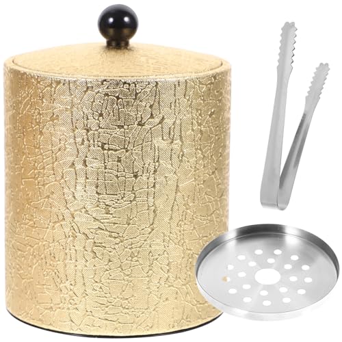 HEMOTON 1Pcs Eiskübel aus Edelstahl Isolierter Eiseimer Sektkübel Eisbehälter mit Deckel Weinkühler Sektkühler Flaschenkühler Eiswürfelbehälter für Party Bar Zuhause Golden von HEMOTON