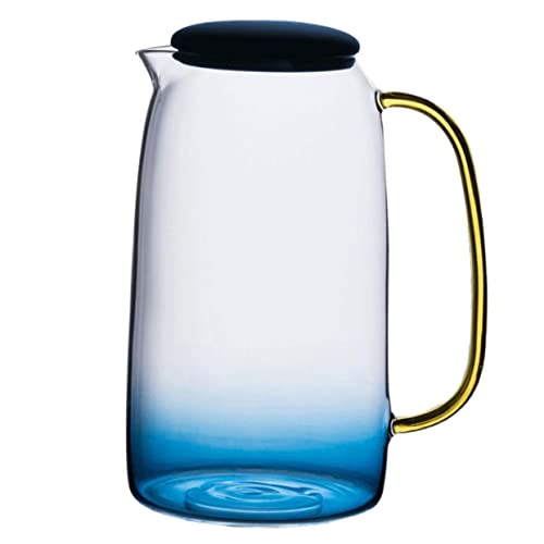 HEMOTON Glaskaraffe Mit Deckel Für Zuhause Großer Fassungsvermögen Wasserkrug Transparentes Glas Mit Goldenen Griffen Stilvolle Karaffe Für Getränke von HEMOTON