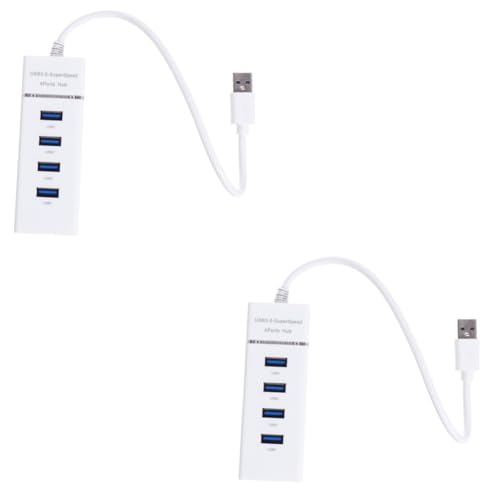 HEMOTON 2 Stück 4 Hub ABS USB 3.0 Adapter Ladegerät-Adapter Ladekabel USB-Adapter Stromversorgungskabel abs USB 3.0 Splitter abs Kabel Adapter Rechner Spender Verlängerung Plastik Weiß von HEMOTON