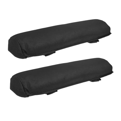 HEMOTON 2 Stück Armlehnenpolster für Klappstuhl Ergonomische Armauflagen für Faltstuhl Liegestuhl und Gartenstuhl Schwarz mit Riemen zur Befestigung von HEMOTON