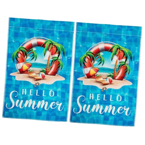 HEMOTON 2 Stück Gartenflagge Im Sommerstil Verzierung Der Gartenfahne Sommerdeko Fahnen Strandgartendekorationsfahnen Outdoor-pool-party-flaggen-stütze Dekorative Flagge Polyestertuch von HEMOTON
