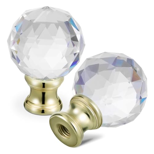 HEMOTON 2 Stück Goldene Lampenabschlüsse Schraubbar Lampenknopf aus Künstlichem Kristall für Tischlampen Lampenzubehör Lampenschirmhalter Dekorativ und Robust von HEMOTON