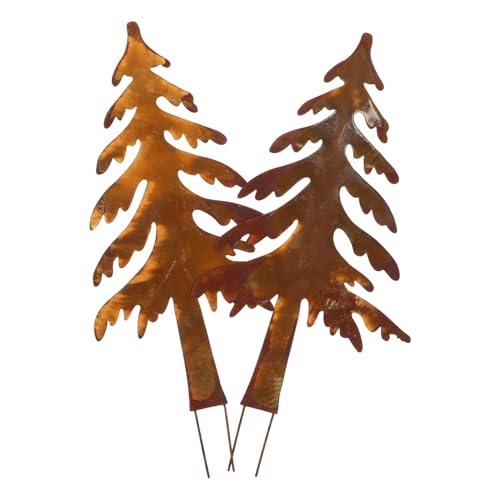 HEMOTON 2 Stück Rostfarbene Weihnachtsbaumstecker – Gartendekorationsstecker, Metall-gartenroststecker Für, Feiertags-außendekoration von HEMOTON