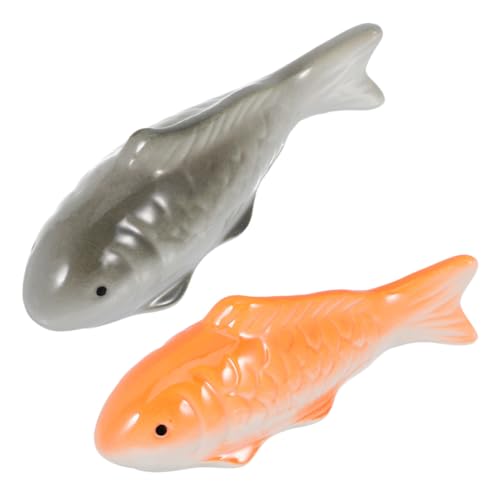 HEMOTON 2 Stück Schwimmende Keramik fischfiguren Wetterfeste Aquarium Gartendeko Naturnahe Kleine Fischskulpturen Sicher für Fische für Teich und Außengestaltung von HEMOTON