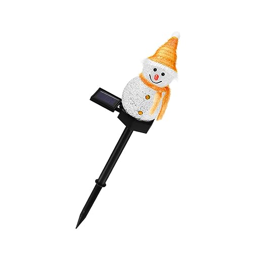 HEMOTON 2 Stück Solar Gartenleuchte Schneemann Form LED Lampe Warmweiß Solarbetriebener Erdspieß Außenbereich Dekorative Rasenleuchte für Garten Landschaft Weihnachten von HEMOTON