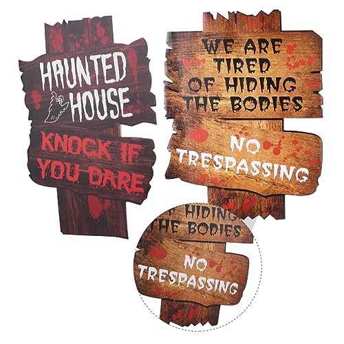 HEMOTON 2 Stück Teiliges Halloween Warnschild Wetterfeste Außenwerbung Gruselige Straßenschilder Einfach Einsteckbar Halloween Deko für Garten und Party von HEMOTON