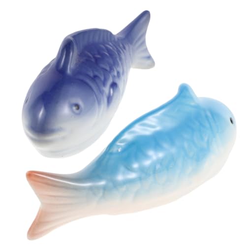 HEMOTON 2 Stück Teiliges Keramik Koi Fisch Schwimmende Aquarium Deko Blaues Keramik Fisch Ornament Langlebige Garten Teich und Badezimmer Dekoration Kreative Unterwasserlandschaft von HEMOTON