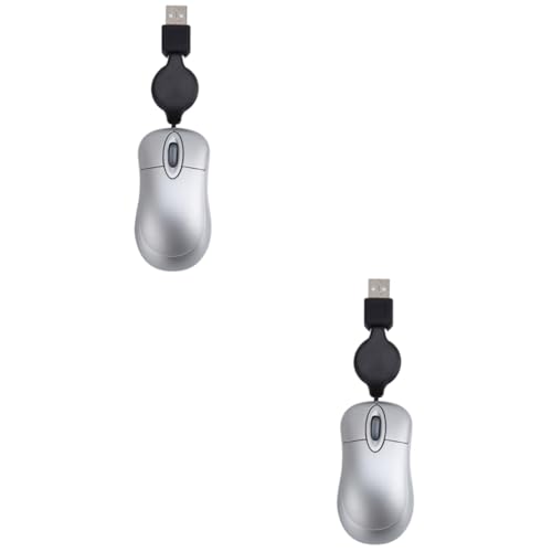 HEMOTON 2St USB c hib Wired Mouse Laptop Mouse funktionierende Maus Optische USB-Maus Mini-Computermaus Mini-USB-Maus kabelgebundene Maus Rechner Einziehbares Kabel kleine Maus Arbeit von HEMOTON