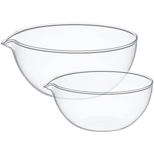 HEMOTON 2pcs Glasschüssel Salatschüssel Rührschüssel Backschüssel Rührtopf Mit Ausgießer Salatschale Messschale Teigschüssel Kochschüssel Glas Küchenschüssel Suppenschalen Mixing Bowl von HEMOTON