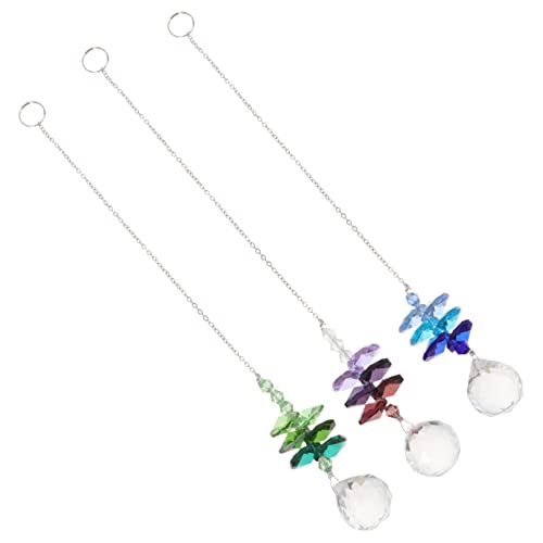 HEMOTON 3 Sätze Farbenfrohe Perlenbügeldekoration Zubehör Hängende Fensterkristalle Hängende Ornamente Wohnaccessoires Perlenverzierung DIY-verschönerung Glas Zufällige Farbe 3 Stücke * 3 von HEMOTON