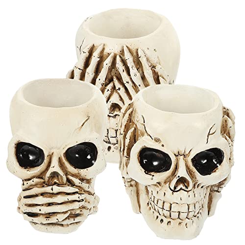 HEMOTON 3 Stück Teiliges Set Sukkulenten Pflanzgefäße Schädel Design Resin Blumentöpfe für Büro Tischdekoration Halloween HEMOTON 3 Stück Teiliges Set Sukkulenten Pflanzgefäße Schädel Design Resin Blumentöpfe für Büro Tischdekoration Halloween von HEMOTON