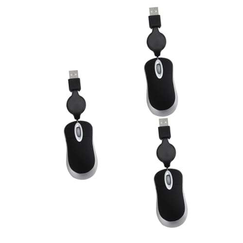 HEMOTON 3St Gaming-Maus Laptop-Desktop-Maus Mini-USB-Maus Kabelgebundene USB-Mäuse Mini-Maus Computermaus kabelgebundene Maus kabelgebundene Mäuse Tasche Einziehbares Kabel Arbeit von HEMOTON