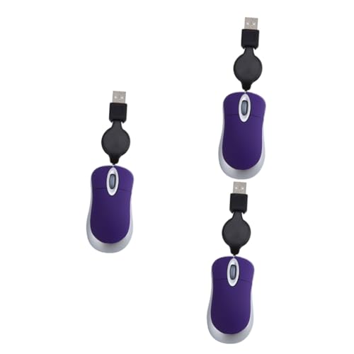 HEMOTON 3St USB c hib Wired Mouse Laptop Mouse Minimaus Laptop mäuse Laptop-Maus Mini-Maus Mini-Computermaus Notebook-Maus Mini-USB-Maus gemütlich Einziehbares Kabel Arbeit Violett von HEMOTON