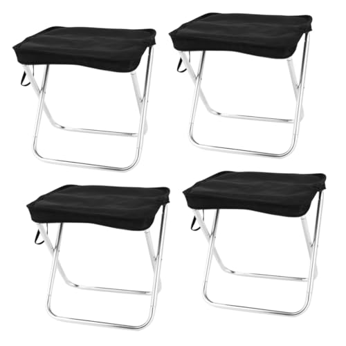 HEMOTON 4 Stück Campingstuhl gepolstert sitzen faltbar zusammenfalten niedrig Camping-Klappstuhl Außenhocker Tragbarer Outdoor-Hocker Klapphocker im Freien tragbarer Sitz Stoff Schwarz von HEMOTON