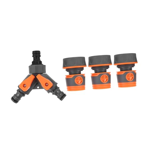 HEMOTON 4 Stück Teiliges Gartenschlauch Verteiler Kunststoff Schnellkupplung mit Ausgängen und Absperrventilen Robuster Wasserhahn Adapter für Effiziente Gartenbewässerung und von HEMOTON