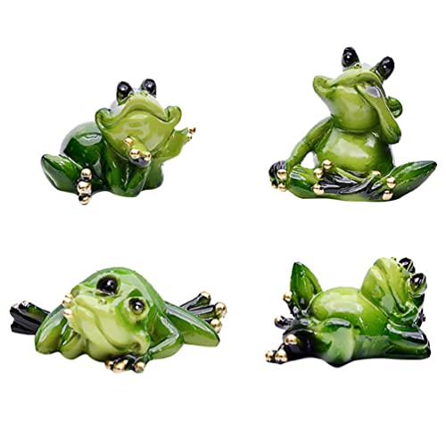 HEMOTON 4 Stücke Frosch Figur 3D Frösche Figuren Statue Harz Frosch Deko Dekofigur Frosch Skulptur Garten Teichdeko Gartenfigur für Micro Landschaft Ornament Balkon Garten Tisch Deko von HEMOTON