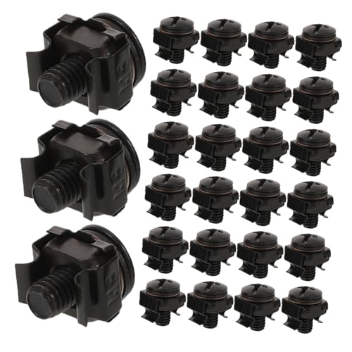 HEMOTON 40 Stück Rack Montageschrauben mit Käfigmuttern und Unterlegscheiben Schwarze Hochfestigkeit Schrauben für Server Schränke Racks und Audio Equipment Vibrationsfest und Langlebig von HEMOTON