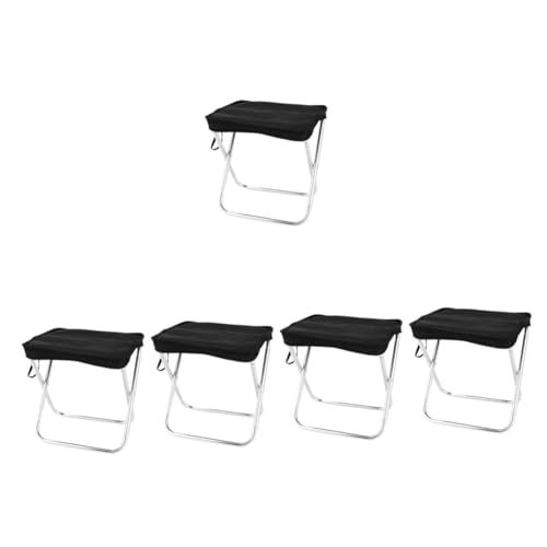 HEMOTON 5 Stück Campingstuhl komfortabel gepolstert Klappstuhl tragbare Klapphocker im Freien Tragbarer Outdoor-Hocker Tragbare Stühle für draußen Tragbarer Campinghocker Stoff Schwarz von HEMOTON