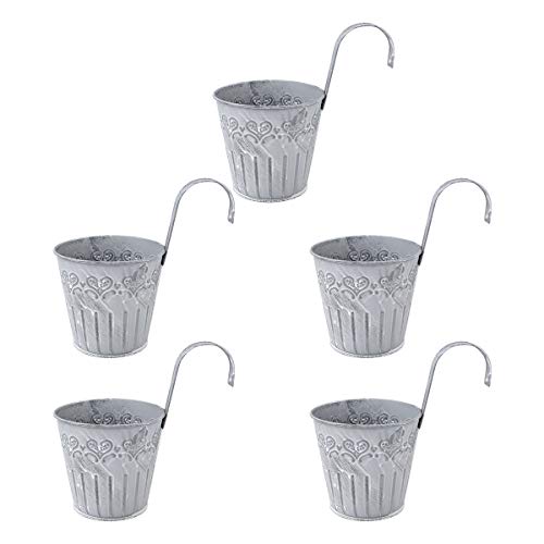 HEMOTON 5er Hängetöpfe Set Pflanztopf Blumentopf Übertopf Pflanzenhalter mit Haken Balkon Wanddekoration von HEMOTON