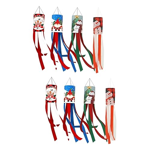 HEMOTON 8 Stück Teiliges Weihnachts Windsäcke Strapazierfähigem Wetterfeste Garten Deko Bunte Windfahnen für Außenbereich für Weihnachtsfeier Fenster und Gartenbereich von HEMOTON